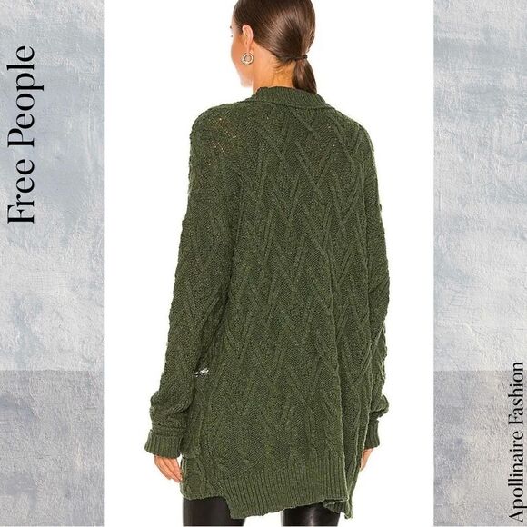 FREE PEOPLE CARDI IN DARK PINE MEDIUM NWOT - Picture 2 of 7